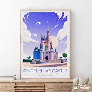 Cinderella&#39;s Castle print, Magic Kingdom poster, Disney fan art, Birthday present, Wedding gift