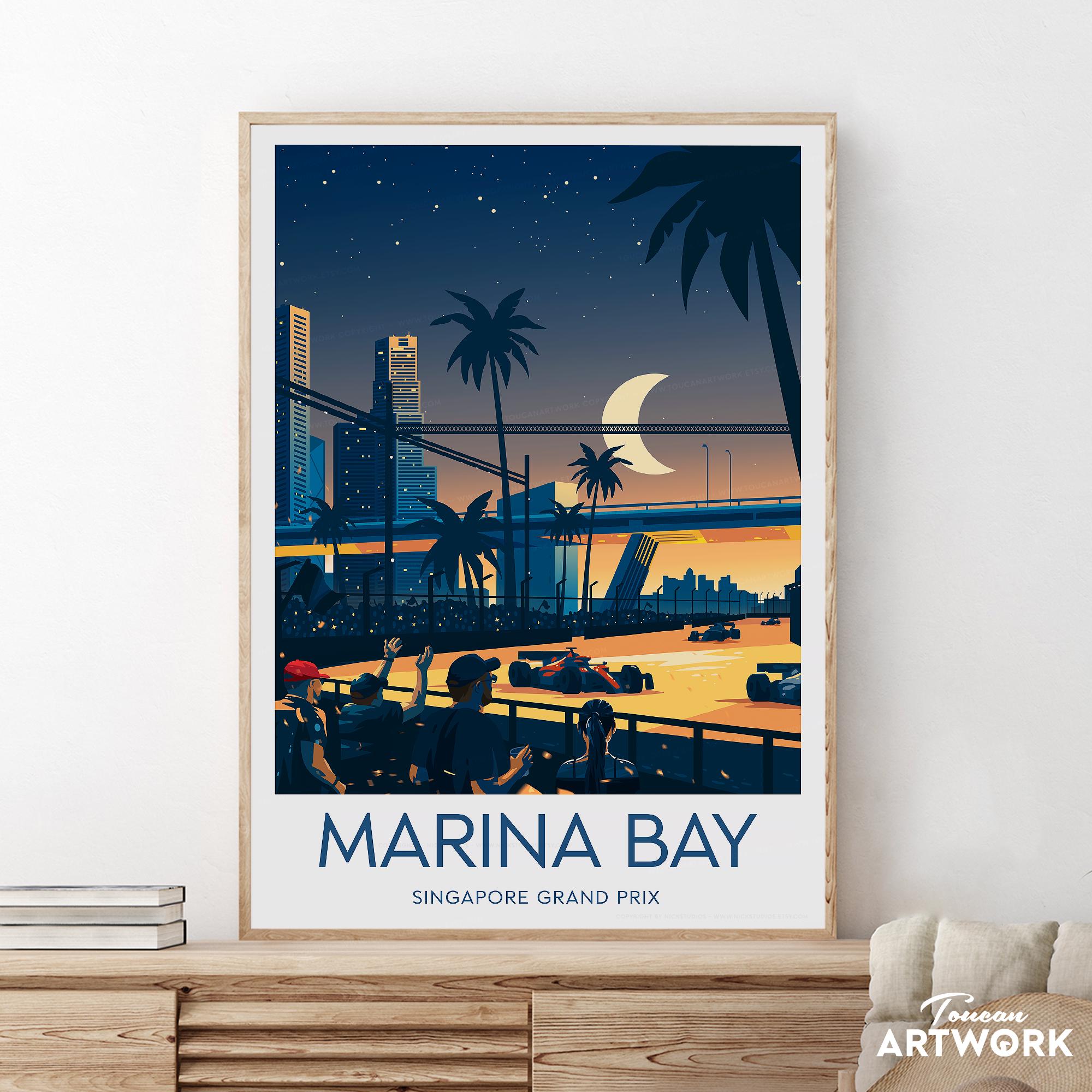 Marina Bay F1 print - Singapore Grand Prix, Birthday present, Wedding gift