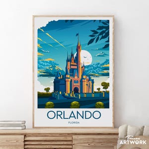 Orlando Florida print, Magic Kingdom poster, Disney fan art, Birthday present, Wedding gift