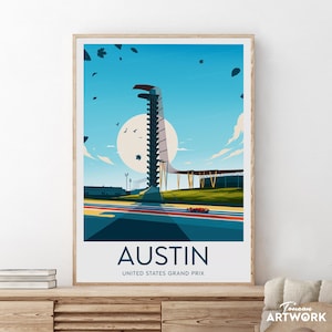 Austin F1 print - United States Grand Prix, Austin poster, Austin F1 artwork, Birthday present, Wedding gift