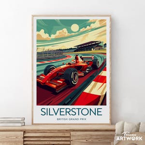 Silverstone F1 print - British Grand Prix, Silverstone artwork, Silverstone fan art, f1 circuits, Birthday present, Wedding gift