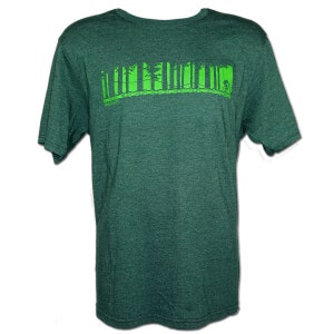 Biking Through the Trees - Mountain Biking - T-Shirt - Forest Green Heather