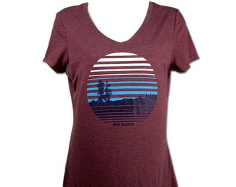 Ascent - V-Neck T-Shirt - Womens - Maroon Frost