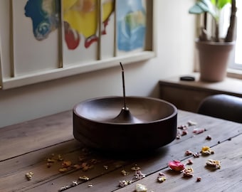 Handcrafted Walnut Incense Holder: Solid Wood Minimalist Decor