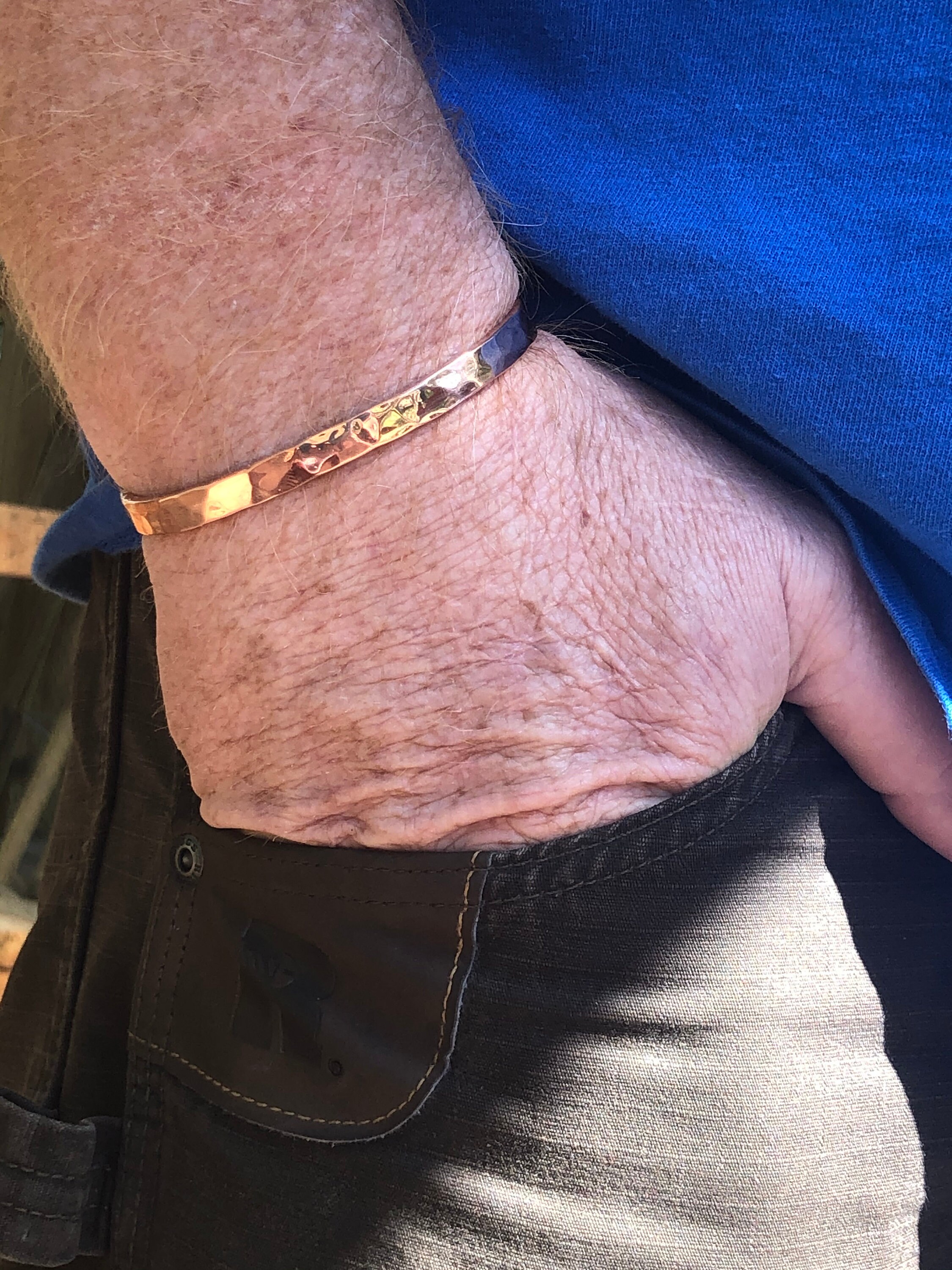 Hammered John Wayne Style Solid Copper Bracelet Etsy