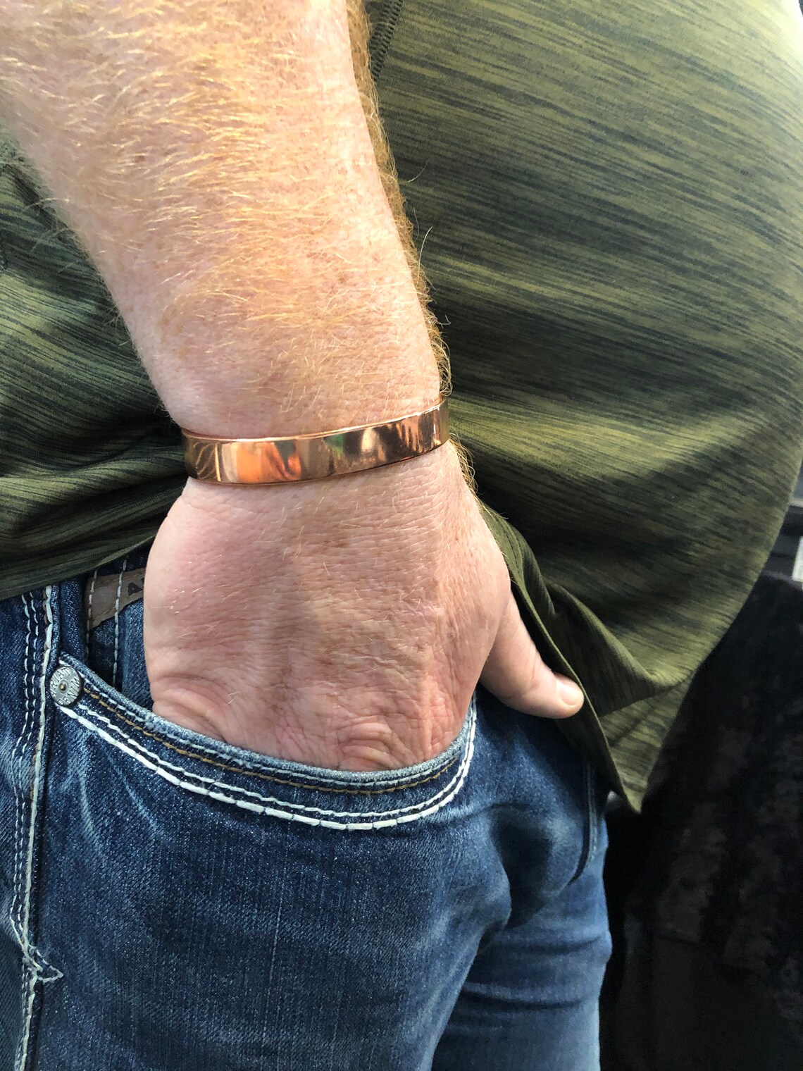 Wide John Wayne Style Solid Copper Bracelet 1/2 by Etsy