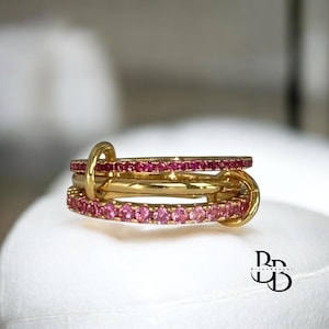 Spinelli Interlocking Ring – Adjustable Gold & CZ Bands ,Kilcollin-Inspired Chunky Ring Gift for Her – 25% Off + Free Delivery