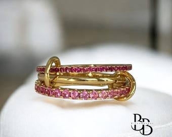 Spinelli Interlocking Ring  | Adjustable Gold Plated Bands | Kilcollin-Inspired Chunky Ring | Perfect Gift for Her