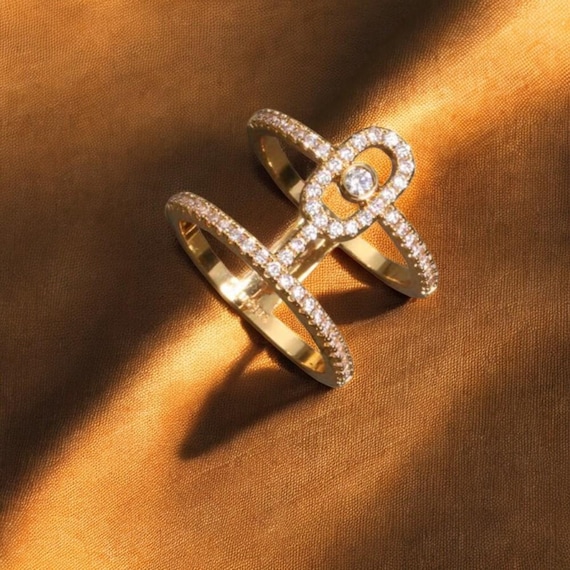 Bague trombone en plaqué or bijoux unisexe en perles France