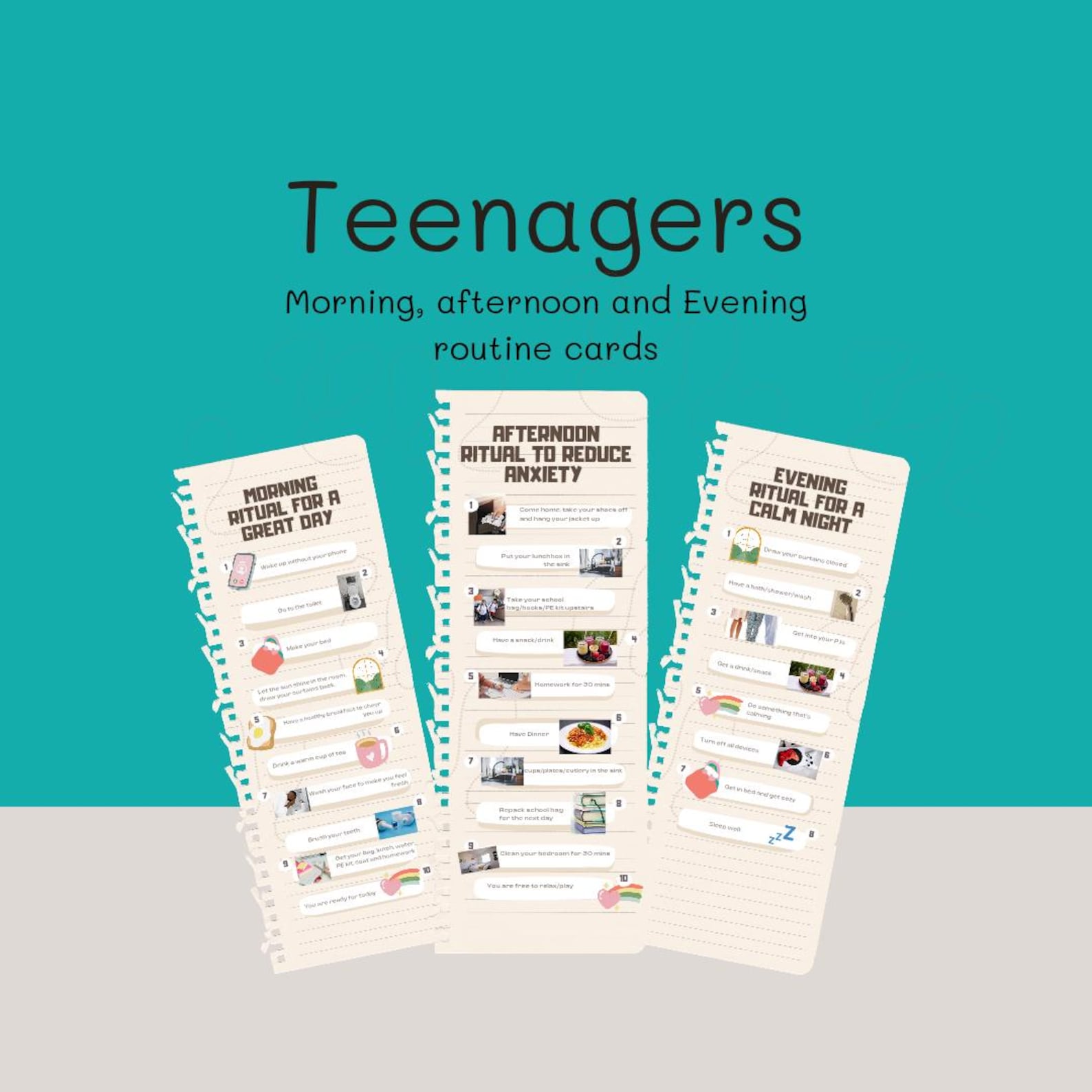 Teenager Daily Routine Charts | Sen-friendly Visual Schedule | Instant ...