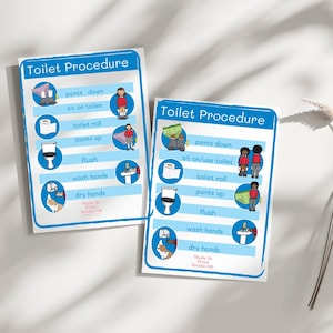 Visueel hulpmiddel toiletprocedure | SEN-vriendelijke badkamerroutine-kaart: dubbelpakket jongen en meisje, pdf
