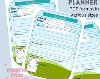 Task Planner for Neurodiverse Individuals | Executive Functioning Support | Printable PDF