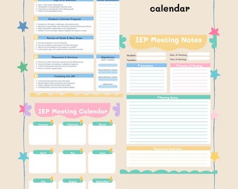 Printable IEP Meeting Forms | SEN | Individualised Education Plan Templates | guide | Meeting notes | calendar | Instant Download PDF