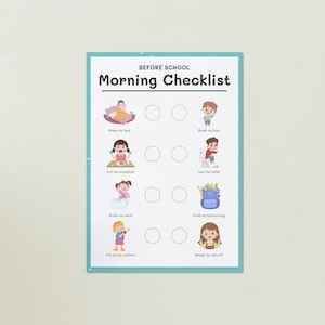 Printable Morning Checklist | SEN-Friendly Visual Schedule for Kids | Before School Routine Chart | Instant Download | A4 PDF