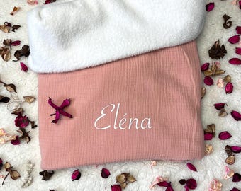 Personalized baby blanket in winter cotton gauze - baby blanket - blanket with first name