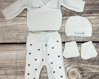 Baby-Strickset – Strickoutfit für 0–3 Monate