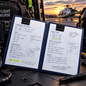 Portapapeles flexible FlexNote / Portapapeles de bolsillo plegable para enfermería, servicios médicos de emergencia/paramédicos