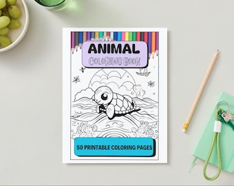 動物の塗り絵 | 50 ページの印刷可能な塗り絵 | 赤ちゃん動物の塗り絵 | 子供の塗り絵 | 超かわいい動物の塗り絵