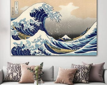 Kanagawa Wave Japanese Canvas Art Print, Home Decor