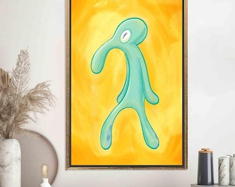 Squidward Bold and Brash Cotton Canvas Print, Modern Art