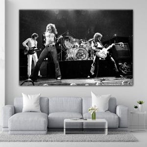 Impresión artística en lienzo de Jimmy Page Robert Plant, banda musical en blanco y negro de los años 70, arte de pared y decoración del hogar, decoración de pared musical