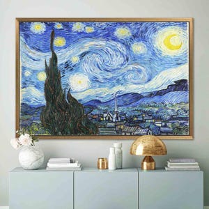 Vincent van Gogh The Starry Night Canvas/Poster Art Reproduction, Impressionism Wall Art, Modern Art Painting