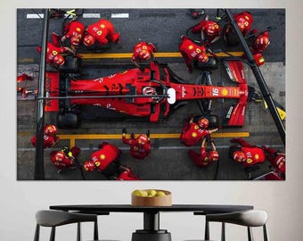 Charles Leclerc Ferrari F1 Pit Stop Canvas Poster