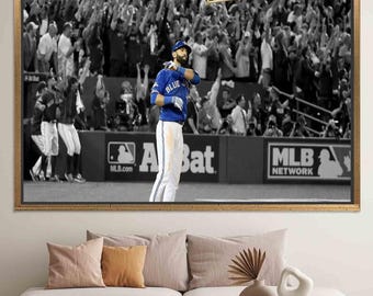Jose Bautista Canvas Art, Toronto Blue Jays, Baseball Wall Decor