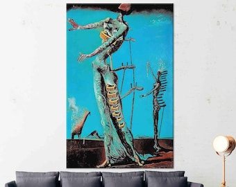 Salvador Dalí, La jirafa en llamas, Impresión en lienzo de algodón, Arte mural famoso