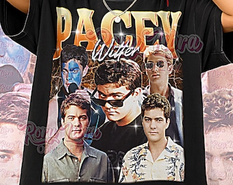 May include: Black unisex t-shirt with a collage of images and the text "PACEY Witter". The design features multiple images of the same person. The words "Unisex Shirt" are printed at the bottom of the shirt.