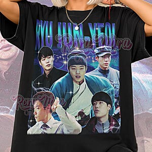 May include: Black unisex t-shirt featuring a graphic of several people with the text "RYU JUN YEOL" in a stylized font. The shirt also has the text "Unisex Shirt" at the bottom.