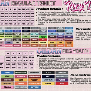 a detailed description of a GILDA regular t-shirt, including its product details, care instructions, and color options. The image is not a collage of multiple images, but rather a single image that provides comprehensive information about the t-shirt.