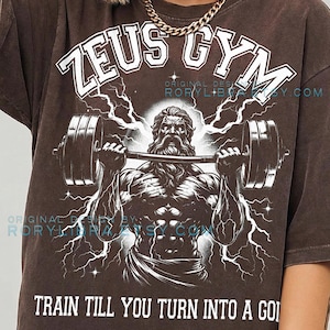 Zeus Gym Train Till You Turn Into A God Comfort Colors® Tshirt, Retro 90S Graphic Workout Faded T-Shirt, Y2K Streetwear Gym Rat Gift