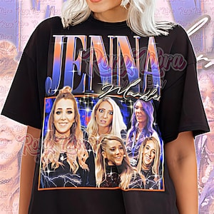 May include: Black unisex shirt featuring the text "JENNA Marbles" in a stylized font. The shirt includes a graphic of several women. The words "Unisex Shirt" are printed at the bottom of the shirt.