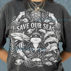 Save Our Seas Whale Hammerhead Shark Sea Turtle Manatee Narwhal Comfort Colors® Tshirt, Marine Life Ocean Conservation Tees