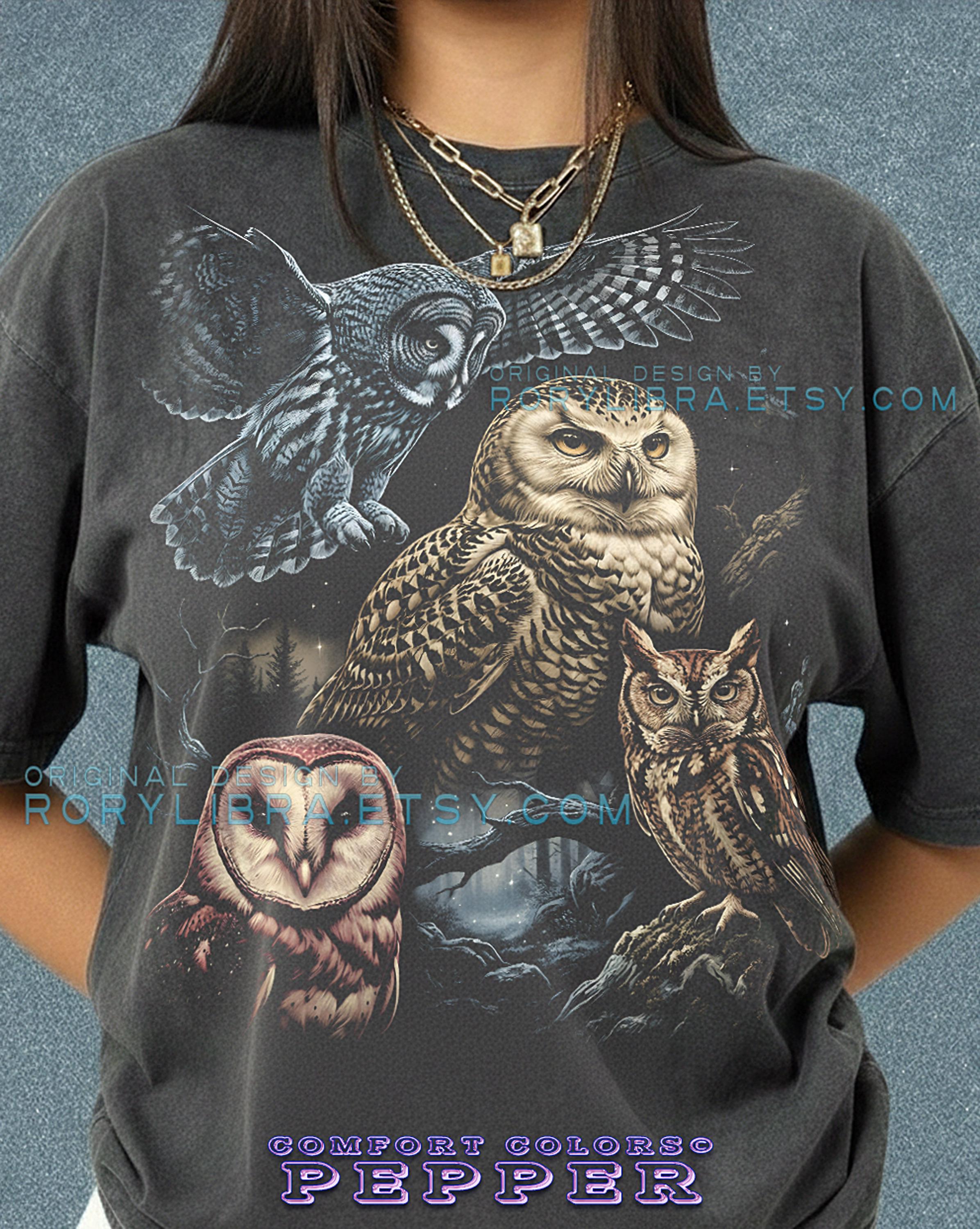 Great Grey Owl Snowy Owl Barn Owl Comfort Colors&reg; Tshirt, Screech Owl Bird Of Prey Tees, Wildlif