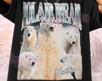 Shirt ijsbeer bootleg, vintage grafisch T-shirt Animal Nature Wildlife, jaren 90 retro throwback T-shirt, trui ijsbeer Ursus Maritimus