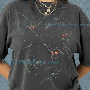 Mothman Cryptid Owlman Urban Legend Dark Forest Comfort Colors® Tshirt, Gothic Horror Mythical Creatures Moonlight Tees, Night Flyer
