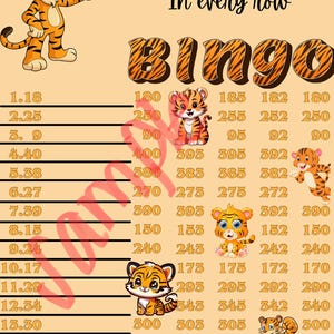 400 WTA bingo board