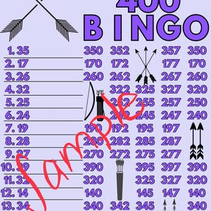 400 WTA bingo board