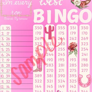 400 WTA bingo board
