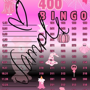 400 WTA bingo board