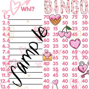 75 WTA bingo board