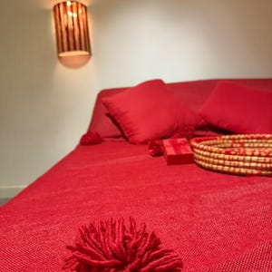 XXL Berber cotton blanket – Handmade Moroccan plaid – Bed or sofa throw