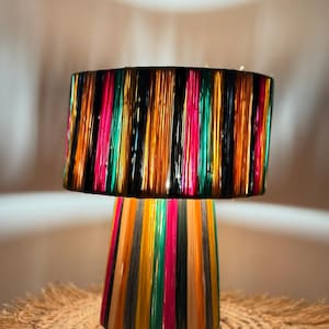Moroccan Raffia Lampshade – Boho Chandelier Nature Lighting – Multicolored Raffia Pendant Light – Moroccan Crafts