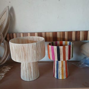 Handmade Raffia Lampshade – Natural and Boho Style – Boho Table Lamp – Natural Raffia Lighting.