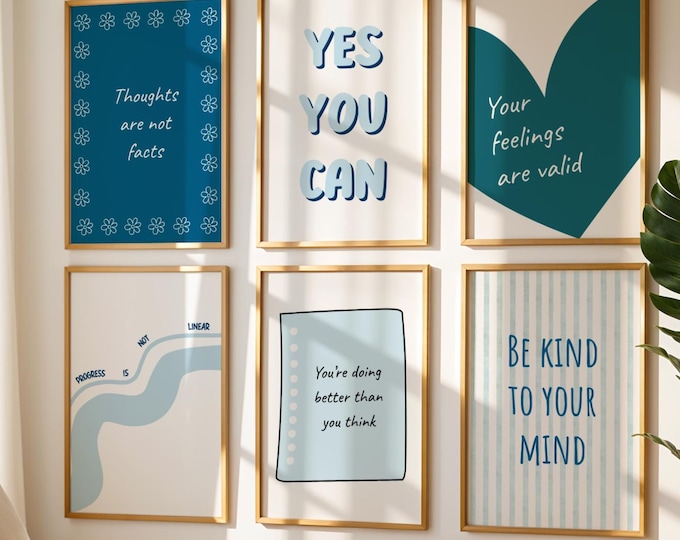 6 Mental Health Wall Art Prints, Gallery Wall Art Set for Therapy ...