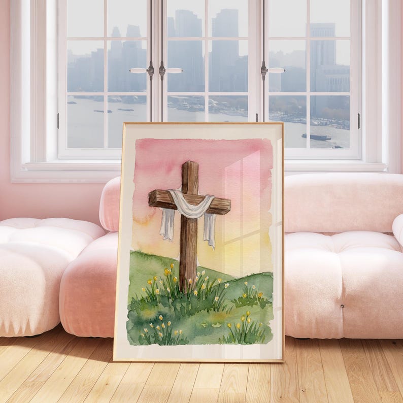 Easter Christian Wall Art Set of 6 Printable Bible Verse Posters, Pink ...