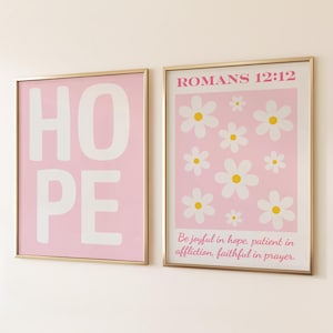 Pink Colorful Hope Christian Wall Art Trendy Apartment Printable Art Christian Girl Room Decor Cute Godly Home Decor Pink Christian Decor