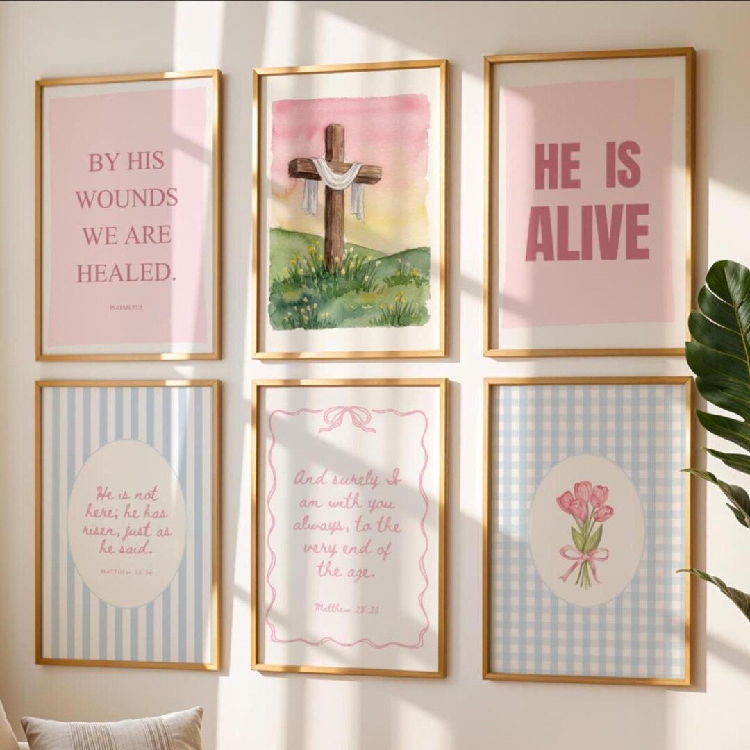 Easter Christian Wall Art Set of 6 Printable Bible Verse Posters ...